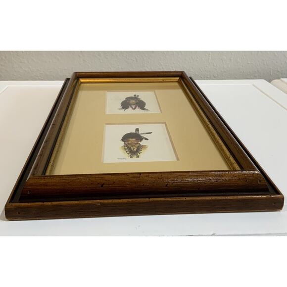 Vintage Christoffersens By SAGA Native American Girl And Boy Signed Art - Picture 8 of 11